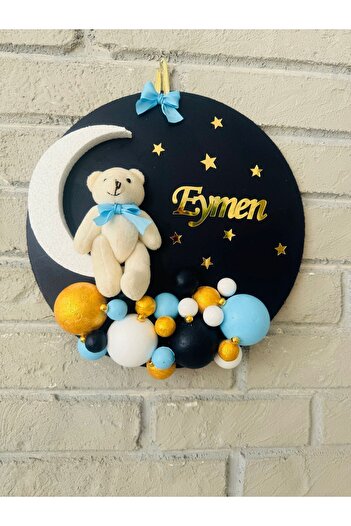 NeşeliAtölyem 30 cm Yuvarlak Bubble Bebek Kapı Süsü Hastane Doğum Odası