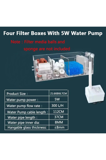 Choice5 EU adapter Four Box 1PC Fish Tank Waterfall Filter Box Wall Mounted Built-in Silent Circulating Wate