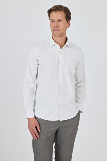 İmza Long Arm Striped Pattern Cloth Foot Italian Collar Pocketless Flexible Classic Slim Fit Shirt 1004250202