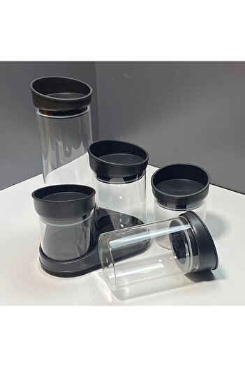 AROW Black 6 Piece Glass Spice Set