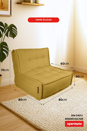 XPERMATE Back Cushion Seat Nordic Style Ergonomic Floor Seat Sitting Cushion with Backrest 80X60Hardal Zen