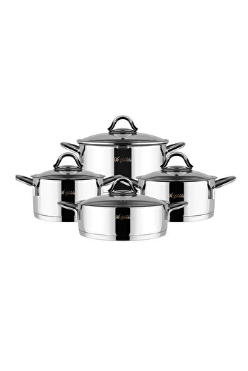Aryıldız Madison 8 Piece Drainer Lid Steel Cookware Set
