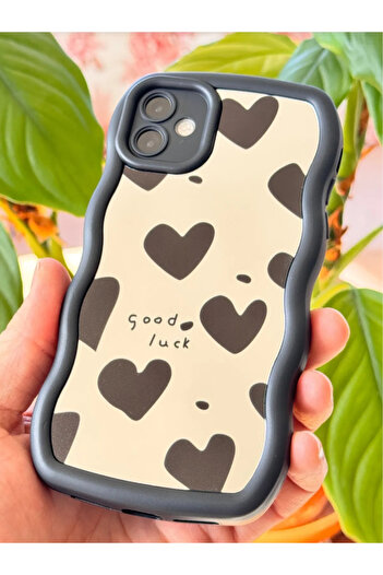 Fibaks Apple iPhone 16 Plus Case Mirrored Heart Pattern Soft Edge Camera Protected Silicone Cover