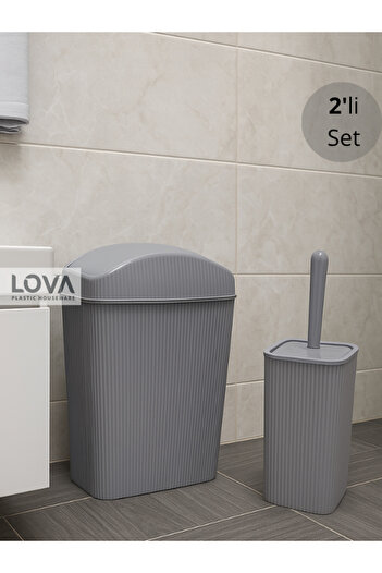 Lova 2 Set Banyo Çöp Kovası,WC Fırçası