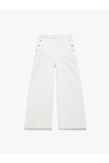 Koton Cotton Button Detailed Wide Leg Trousers