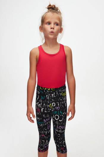 LOVETTI Black Glasgow Girl's Patterned Knee Length Leggings Capri