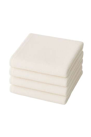 KAYABEY HOME White 4-Piece Hand Face Towel Set 30X30 cm 100% Cotton Soft and Absorbent Towel