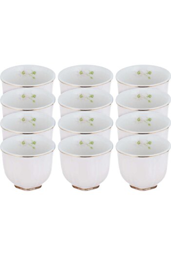 Alsaif Gallery Light pink and gold porcelain coffee cup set, 12 pieces