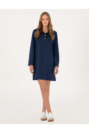 Pierre Cardin Navy Blue Regular Fit Modal Fabric Knitted Dress 50308163-Vr033