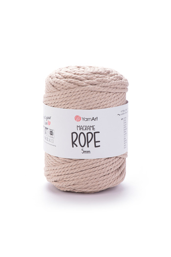 Yarnart Σχοινί Macrame 5 mm - Μακραμέ Χειροποίητο Πλεκτό Σχοινί Μπεζ-753