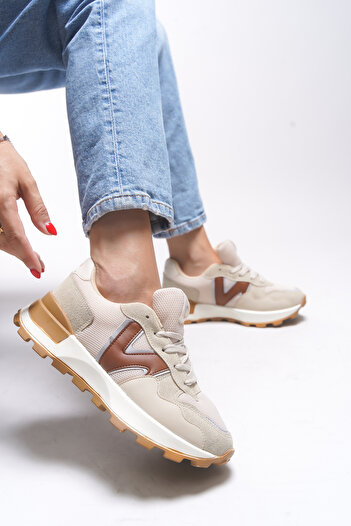 Riccon Kadın Sneaker 001210 Bej Taba
