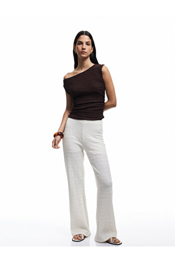 Koton Draped Asymmetric Neckline Wrap Sleeveless Blouse
