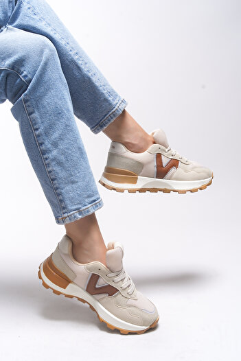 Riccon Kadın Sneaker 001210 Bej Taba