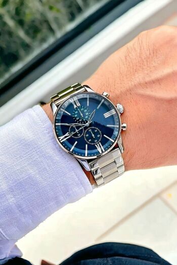 DARK BLANC Silver Color Stainless Ipc Plated Luxury Sports Metal Men's Wristwatch