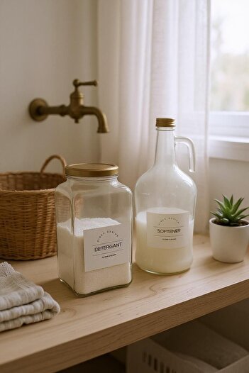SİDERDESİNG Siderdesign 2-Piece Glass Decorative Set Jar Detergent 3 Lt and Gallon Softener 3 Lt