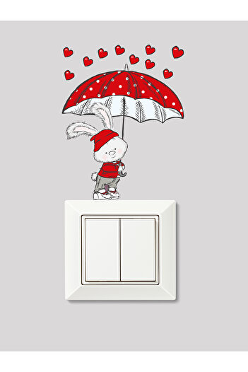 MAARS Red Umbrella Rabbit Patterned Children's Room - Socket Top Decoration