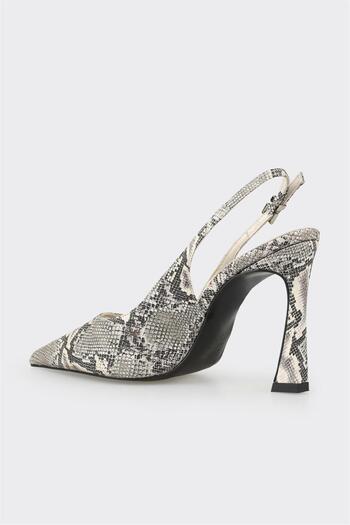 Elle Shoes Gri Deri Kadın Topuklu Ayakkabı
