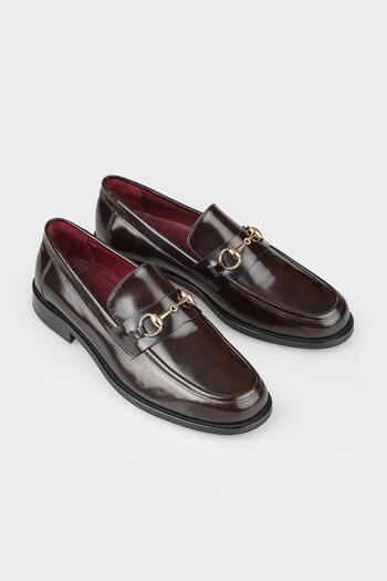 Elle Shoes Claret Red Leather Men's Classic Shoes