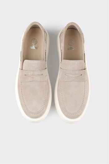 Elle Shoes Bej Deri Erkek Günlük Loafer