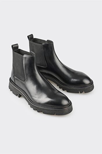 Elle Shoes Siyah Deri Erkek Günlük Bot