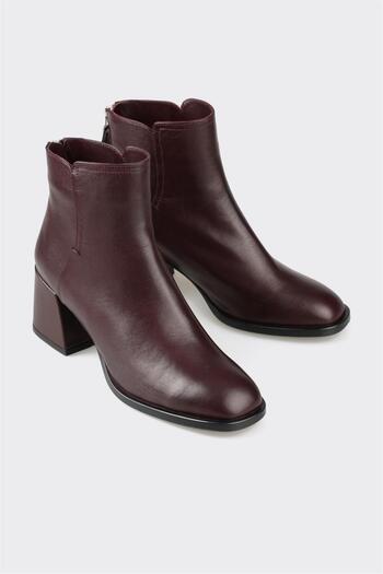 Elle Shoes Claret Red Leather Women's Classic Boots