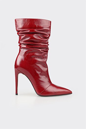 Elle Shoes Claret Red Leather Women's Classic Boots
