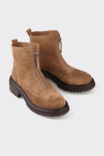 Elle Shoes Tan Leather Women's Casual Boots