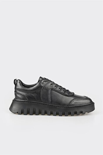 Elle Shoes Black Leather Men's Sports Shoes
