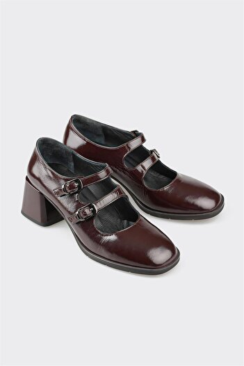 Elle Shoes Brown Leather Women's Heeled Shoes