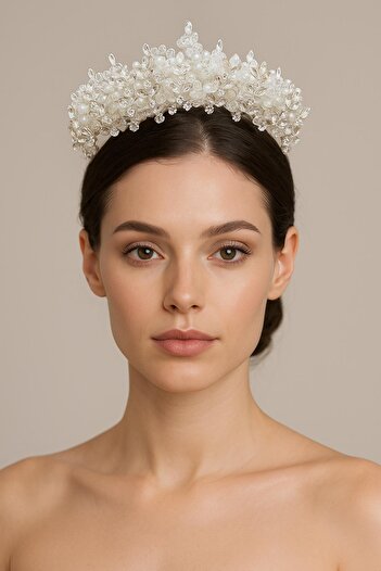 Hobigram Αξεσουάρ για ειδικές περιστάσεις Aldonsa Silver Bridal Henna Crown Γυναικείο αξεσουάρ για τα μαλλιά – Στέμμα, με κρυστάλλινες πέτρες