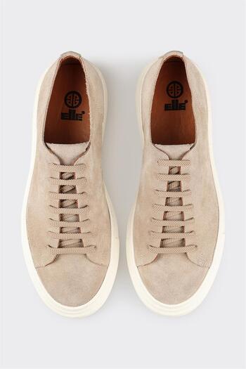 Elle Shoes Bej Deri Erkek Spor Ayakkabı