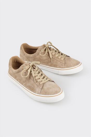 Elle Shoes Beige Leather Men's Sports Shoes
