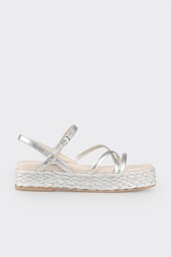 Elle Shoes Lame Leather Women's Wedge Heel Sandals