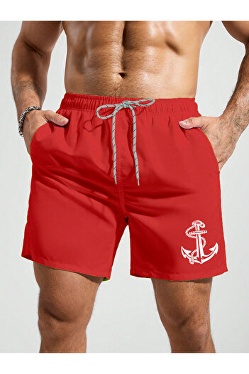 MEYASU Red Men's Basic Standard Size Swimsuit Swim Shorts