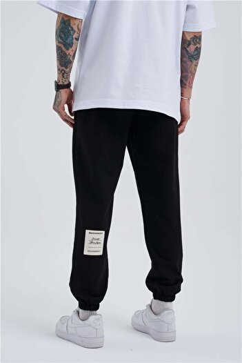 Machinist Oversize Basic Waist Elastic Leg 3 Pocket Jogger Sweatpants Black
