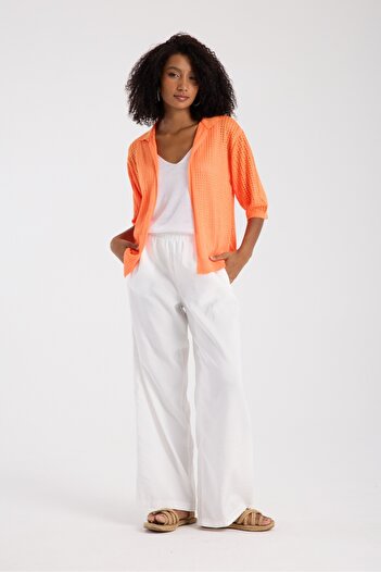 Su Moda Women's Cardigan Openwork Capri Sleeve Soft Mercerized