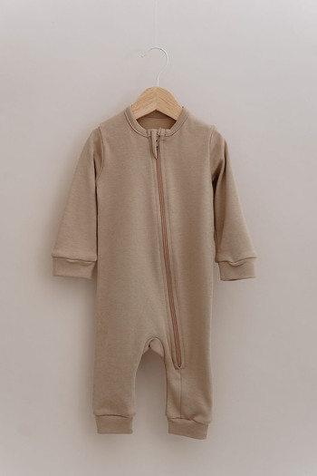 Tuğba Kuğu Zippered Jumpsuit Without Booties - Pureline Series - Brown