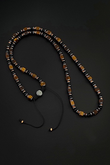 Seven Art Jewelry Natural Stone Necklace, Cube Tiger Eye, Agate Stone and Hematite Stone Necklace & Bracelet Set