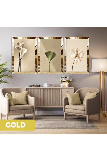 Harikabirev Amazing | Green Cream Various Flower Combination (Botanic) | Plexiglass Framed Mdf Plksmdf