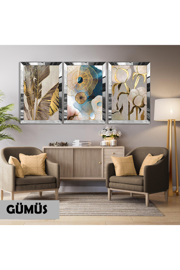 Harikabirev Amazing | Gold Color Cotton Plant Abstract Combination | Plexiglass Framed Mdf Plksmdf