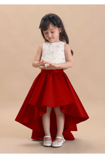 MadyaButik Girl's Asymmetrical Satin Skirt