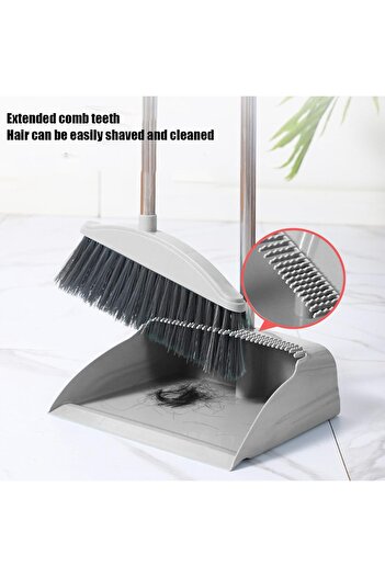 rexa Windproof Soft Brush Broom Set – Extra Long Stainless Steel Handle, Non-Stick Hair Dustpan
