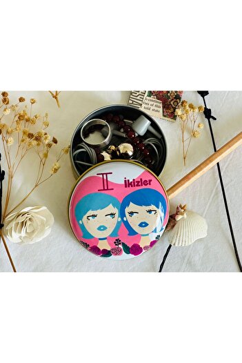 J&M jaco&Me Twins Zodiac Sign 6 # Patterned Metal Box # Soap Box # Keychain Box # Candle Box # Small Jewelry Box #