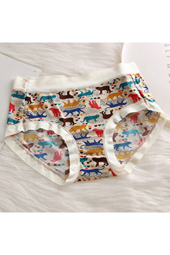 Generic Stylish Animal Print Panties Soft Breathable Cotton Blend Underwear for Women