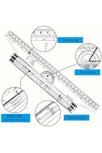 Choice 1Pc 30cm 2Pcs Plastic Ruler Drawing Roller Ruler Parallel Multi-functional Drawing Design Used for M
