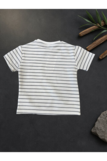 Rhythm Clothing Alg Kids Wear Stripe Pattern, Waffle Woven, Boy's Casual Bottom-Top Set with Shorts