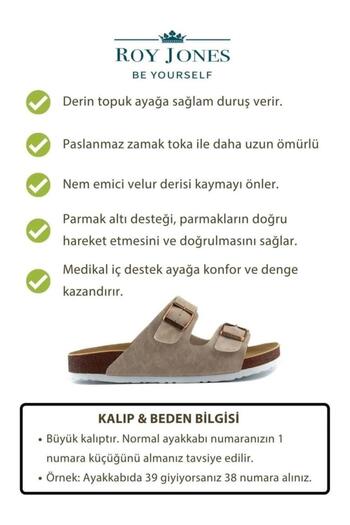 Roy Jones 7001 Beige Men's Comfort Casual Anatomic Buckle Slippers