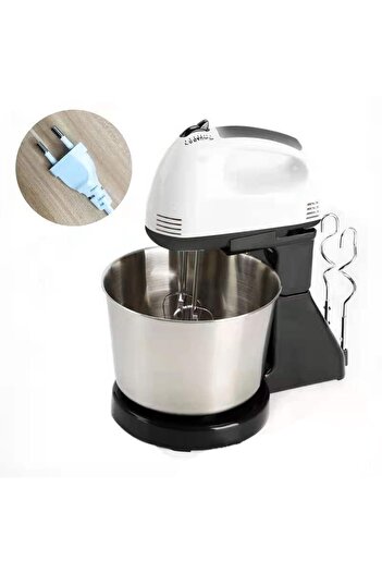 Generic 120W 2 in 1 electric mixer with bowl, made of stainless steel and ABS, for icing, silver color