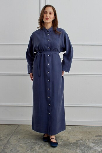 QANU Long Dress with Pockets Navy Blue