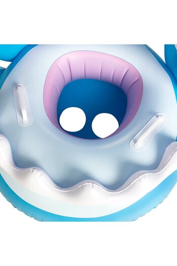 Picodino Inflatable boat ring with removable sunshade and support for children, Shark model, multicolor